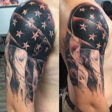 40+ famous black and grey flag tattoos. Billowing American Flag In Black And Gray By Eweezy At Tattoo Revolution Redlands Ca Tattoo