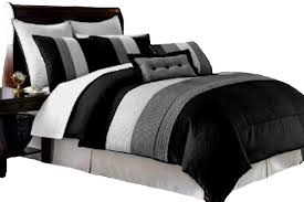 If you're choosing a paint for the bedroom, consider that blue grays look beautiful with traditional or scandinavian style rooms, while dark grays can work especially well in modern or. Home Kitchen Comforter Sets Set Bed In Bag 90x92 Legacy Decor 8pcs Modern Black White Grey Luxury Stripe Comforter Queen Size Bedding Venetian