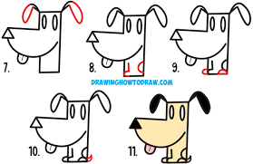 Then draw an oval nose, and the mouth. How To Draw A Cartoon Dog From An Arrow Shape Easy Step By Step Drawing Tutorial For Kids How To Draw Step By Step Drawing Tutorials