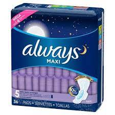 Always Maxi Extra Heavy Overnight Pads Size 5 36ct Always Maxi Period Pads Maxi Pad