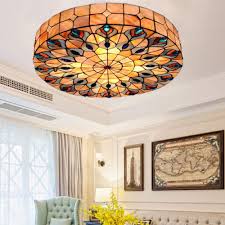 Tiffany ceiling lights | buy uk stained glass pendant lamps online. Vintage Tiffany Ceiling Light Hand Made Colorful Chandelier Flush Mount Lighting Fixture Lampshade With Mother Of Pearl Decor Ceiling Lights Aliexpress