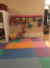 Baby Playroom Idea Ikea Rod With Pool Noodle And Hang Toys From It For Fun Wall Play Baby Playroom Playroom Ikea
