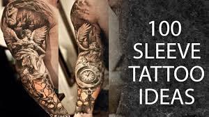 Full sleeve with a lady's face merged with a skull, a clock face and a human eye. Full Sleeve Tattoo Ideas For Men Get Inked Youtube