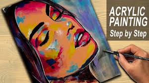 Abstract painting acrylic on canvas biki majumder 14 x 18 abstract portrait. Acrylic Painting Tutorial Abstract Colorful Woman Portrait Easy Painting For Beginners Face Youtube