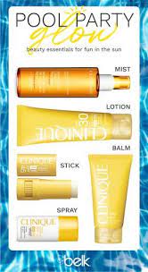 Spending A Day By The Pool Get A Sun Kissed Glow And Protect Your Skin With Sunny Day Essentials Clarins And Clinique Skin Care Sun Lotion Sun Care The Balm
