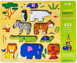 Toddler wooden puzzles toy kids jigsaw stacking puzzle learning educational . 123 Zoo Wooden Stacking Puzzle Crocodile Creek