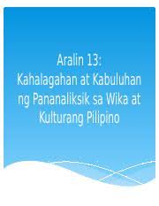 We did not find results for: Aralin 13 Komunikasyon Pptx Aralin 13 Kahalagahan At Kabuluhan Ng Pananaliksik Sa Wika At Kulturang Pilipino Pahiwatig At Yupemismo Sa Komunikasyong Course Hero