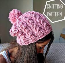 Easy Cable Knit Hat Pattern Cable Knit Beanie Pattern Simple Cable Knit Beanie Pattern Easy Knitting Pattern Knit Slouchy Beanie Pattern Hat Knitting Patterns Cable Knit Hat Pattern Easy Knit Hat