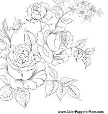 Black and white pattern for coloring book for adults with adorable unicorn and roses background. Flower Rose Flower Coloring Pages For Adults