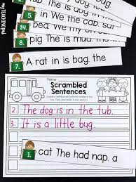 Free cvc words or three letter words sentences worksheet for kindergarten and first grade. Cvc Centers And Activities Volume Two Scrambled Sentences Students Unscramble The Sentences That Are Filled Cvc Words Sentence Activities Spelling Cvc Words