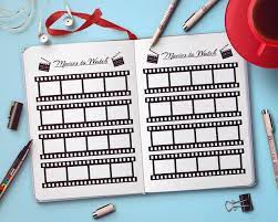 Bullet Journal Movies To Watch Planner Printable Movie Etsy In 2021 Bullet Journal Print Bullet Journal Printables Birthday Bullet Journal