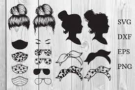 Download Messy Bun Bandana Mom Life Svg Clip Art Graphic By Dadan Pm Creative Fabrica