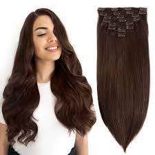 We offer hair extensions for very fine thin hair, colored hair extensions clip in, tape hair extensions, i tip hair extensions and u tip hair extensions. Amazon Com Dark Brown Hair Extensions Clip In Human Hair Extensions Brazilian Straight Virgin Hair 22inch 8pcs 120g Double Weft Soft Silky Straight Hair Extensions Grade 8a Quality With 20clips 22 Dark Brown