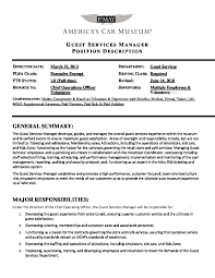 Automotive service managers are in charge of coordinating the activities of an auto shop repair department to ensure efficient operations. Guest Services Manager America S Car Museum