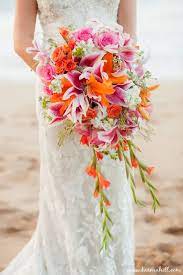 View Real Maui Weddings By Simple Maui Wedding In Hawaii Orange Wedding Bouquet Tropical Wedding Bouquets Lily Bouquet Wedding