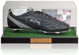 Charlie George Derby County Hand Signed Football Boot Display AFTAL CO
