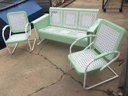 Powdercoated Restored Vintage Metal Patio Gliders Vintage Metal Gliders Old Fashioned Meta Vintage Outdoor Furniture Outdoor Plastic Chairs Metal Lawn Chairs