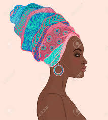 Portrait Of Beautiful African Woman In Turban Profile View Dessin Africain Dessin Visage Portrait Peinture