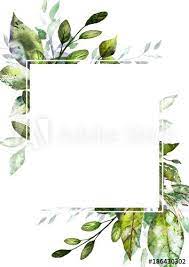 Card Watercolor Invitation Design With Leaves Background With Botanic Elements For Text Flower Graphic Design Watercolor Background Watercolor Invitations