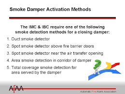 Areas where duct air may contain gases or excess dust. Fire Alarm Interface Of Smoke Dampers Presented By