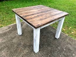 No biggie though, this was delivered and set up by a wayfair moving company. Square Farmhouse Table Rustic Farmhouse Table Dark Walnut Top Gray White Wash Base Wooden Dining Table