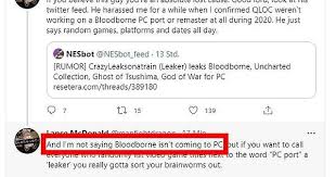 Jul 14, 2021 · taking to twitter earlier today, modder lance mcdonald, who previously released his own patch to run bloodborne at 60 frames per second on playstation 4, stated that fans should forget about the. Bloodborne Anniversary Special The Ultimate Collection Of Leaks And Rumors About The Pc Ps5 Port Remaster Project From Verified And Unverified Sources Year 2020 2021 Gamingleaksandrumours