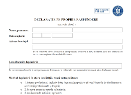 Hotărarea Privind Aprobarea Instituirii Stării De Alertă Noua Declarație Pentru Ieșirea Din Localitate Financial Intelligence