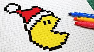 Pixel Art Hecho A Mano Como Dibujar Un Pacman Papa Noel Clases De Dibujo Para Ninos Dibujos Kawaii Santa Claus Dibujo