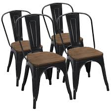 The modern wooden dining chairs various colors of upholstered dining chair seat cushions can be optional. Smilemart Metal Dining Chairs With Wooden Seat Set Of 4 Black Walmart Com Farmhouse Dining Chairs Metal Dining Chairs Dinning Chairs
