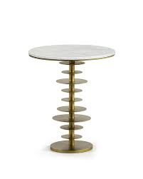 Who's ready to makeover their life with marble contact paper? Pedestal Table With Carrara Marble Top And Gilt Metal Base Adorned With Round Tops Of Different Sizes