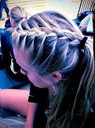 This hairdo doesn't only have to be for soccer. 10 Volleyball Stuff Ideas Volleyball Hairstyles Sport Hair Long Hair Styles