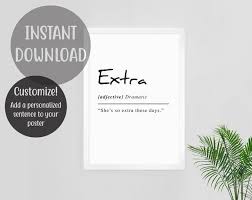 Extra Dictionary Definition Wall Art Urban Dictionary Digital Print Art Urban Dictionary Definition Funny Wall Art Printable Art Cards Digital Art Prints