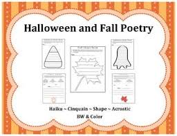 Fall And Halloween Poetry Pack Acrostic Cinquain Haiku And Shape Concrete Cinquain Acrostic Poetry Templates