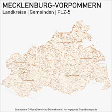 Die mecklenburgische seenplatte hat einen. Mecklenburg Vorpommern Vektorkarte Landkreise Gemeinden Plz 5