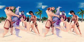 Overwatch VR lesbian beach party Futa porn. D.va, widow
