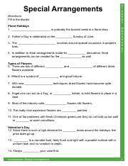 Check out this wedding flower checklist for all the other times you might want to use fresh blooms at your event. Special Arrangements Worksheet Floral Design Answers A Worksheet Blog