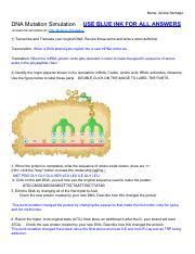 Htt mutation that causes huntington's disease involves a dna segment known as a cag trinucleotide repeat. Dna Mutation Simulation Worksheet Pdf Name Ariana Santiago Dna Mutation Simulation Use Blue Ink For All Answers U200b Access The Simulation At U200bdna Course Hero