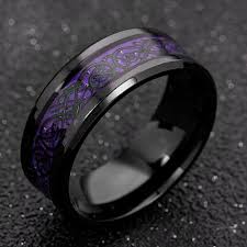 On the other hand, a purple dragons symbolize mourning and grief. New Purple Dragon Ring For Men Wedding Stainless Steel Carbon Fiber Black Dragon Inlay Comfort Fit Band Ring Fashion Jewelry Rings Aliexpress
