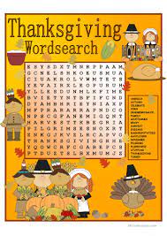 This word search would be great for handing out in the classroom as a fun thanksgiving activity for the. Thanksgiving Wordsearch With Key English Esl Worksheets For Distance Learning And Physical Classrooms