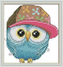 Owls free counted cross stitch patterns. Cute Owl Cross Stitch Kits Easy Printed Pattern Canvas Small Chinese Embroidery Needlework Set Cartoon Cross Stitch Home Decor Package Aliexpress
