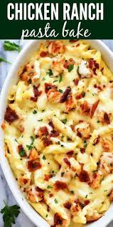 Chicken Ranch Pasta Bake Is A Simple Pasta Recipe Bursting With Creamy Ranch Flavor This Recipe Easy Chicken Recipes Easy Pasta Recipes Chicken Dinner Recipes