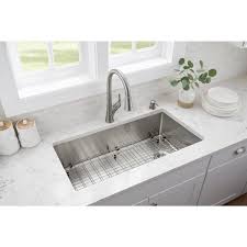 Are white kitchen cabinets boring or contemporary? Glacier Bay Brushed Stainless Steel 36 In 18 Gauge Tight Radius Single Bowl Undermount Kitchen Sink With Grid And Strainer Fsur3619a1 The Home Depot Undermount Kitchen Sinks White Kitchen Countertops Single Bowl