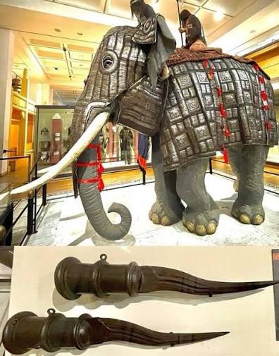 17th-century Mughal Indian elephant armor with Muslim and Hindu motifs