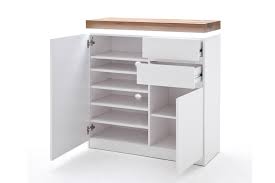 Vasagle schuhschrank mit sitzkissen stauraum 80 x 44 x 30 cm für 7 paar schuhe schuhregal bis 150kg belastbar schuhbank weiß lhs30w. Schuhschrank Romina Von Mca Furniture In Weiss Mobel Letz Ihr Online Shop