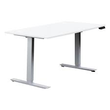 • table legs made of steel. White Sit Stand Desk E21e With Rectangular Powder Coat Top