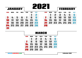 Printable January February March 2021 Calendar In 2020 2021 Calendar Calendar Printables January February March