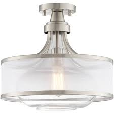 Possini Euro Design Modern Ceiling Light Semi Flush Mount Fixture Brushed Nickel 15 Wide Double Organza Glass Shade For Bedroom Target