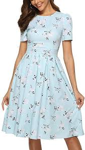 Simple Flavor Women S Floral Summer Midi Dress Vintage Evening Dress Short Sleeve 0004green S Evening Dresses Short Midi Dress Summer Evening Dresses Vintage