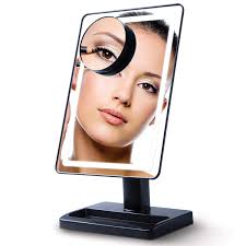 Lighted Vanity Makeup Mirror With 10x Magnification Cosmetic Face Mirror With Light Led Soft Light Cordless Black Walmart Com Walmart Com