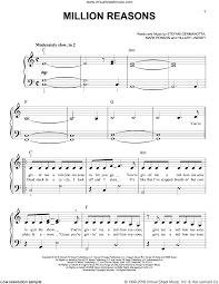 Gaga Million Reasons Easy Sheet Music For Piano Solo Pdf
